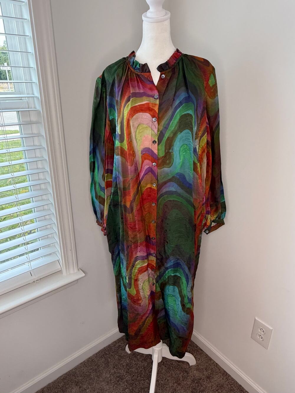 Raquel Allegra Victoria Dress in Multi Waves